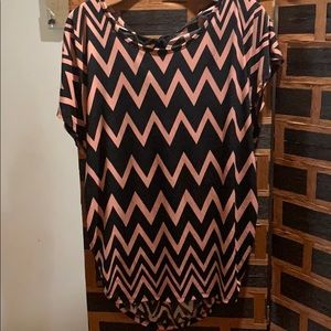 Pink and black Chevron blouse
